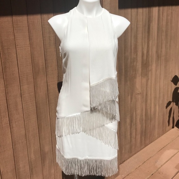 NWT Joie Amiyah White Fringe Mini Dress Size 4 - Picture 3 of 7